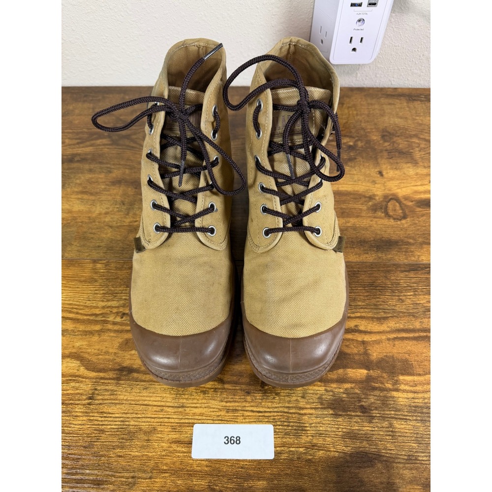 Palladium Pampa Hi Men Tan Canvas High Top Boots Brown Sole